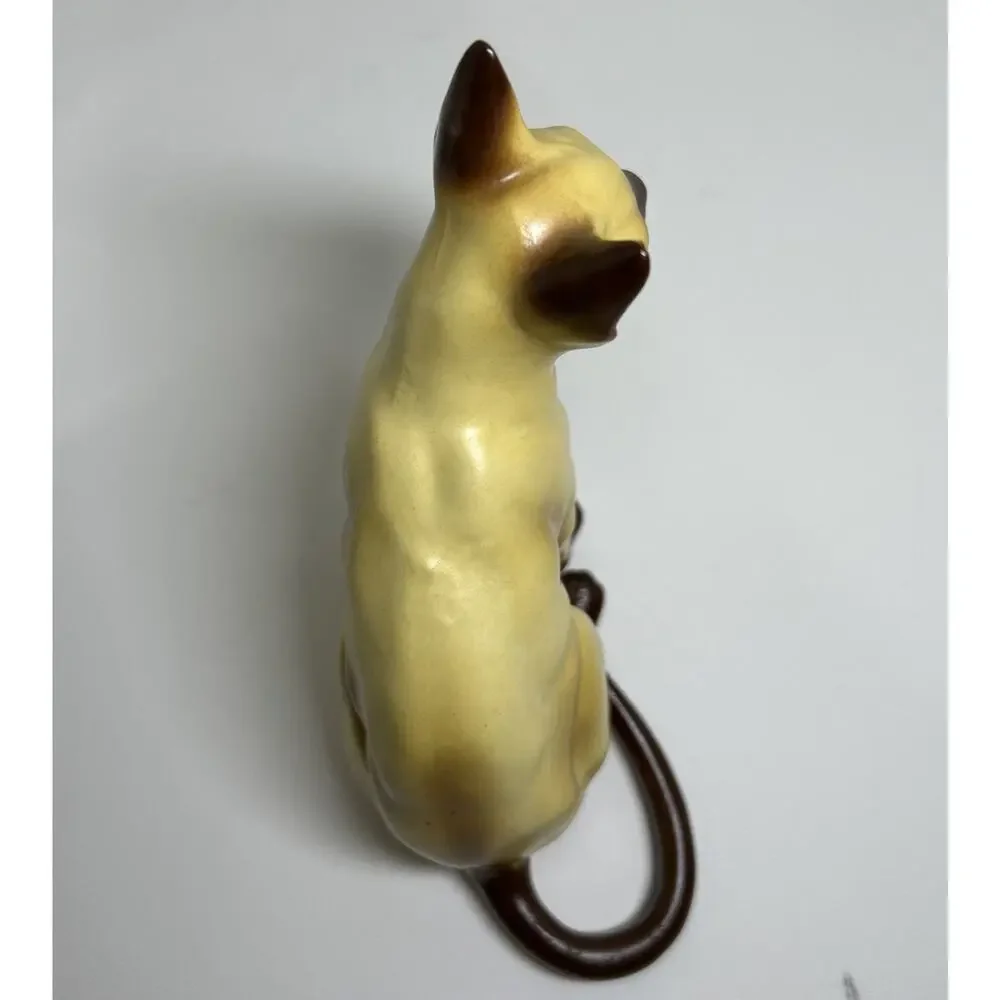 Vtg Ceramic Siamese Cat Hand Painted Choc Point 5.5